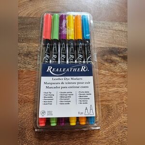 Dual Tip Leather Dye Markers Set Of 6  Colors Permanent Non Toxic